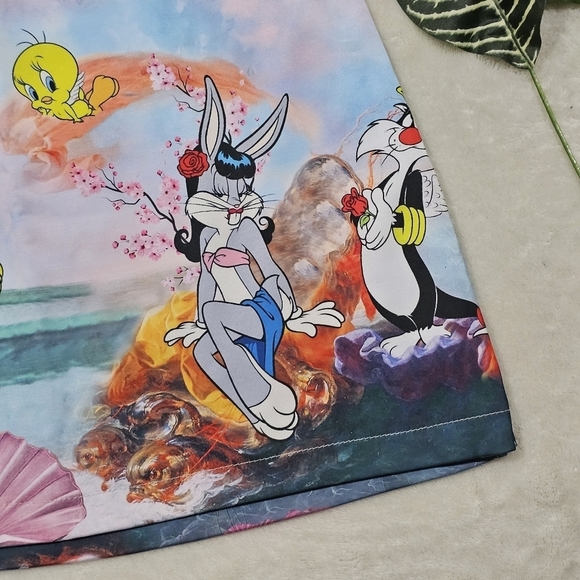 Looney Tunes ✦ Be A Queen Satin Mini Skirt ✦ Drag Graphic High Waist Hidden Zip - Picture 6 of 14